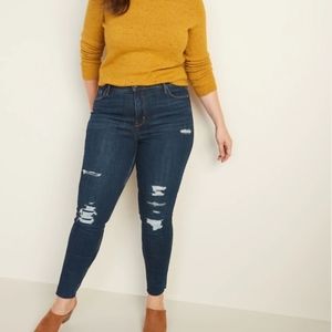 High-Waisted Distressed Rockstar Super Skinny Ankle Jeans